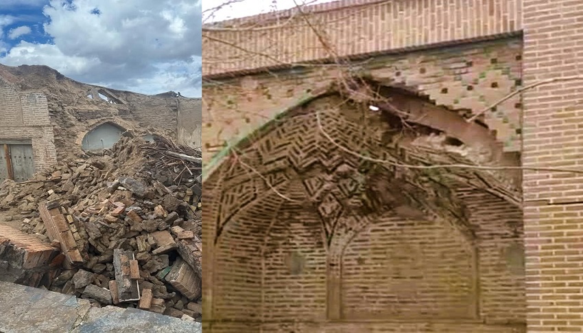تخریب سردر کاروانسرای صفوی نطنز بر اثر زلزله-پیک چاپار
